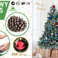 5ft 1.5m 720 Tips Snowy Christmas Tree Xmas Pine Cones + Bauble Balls Green