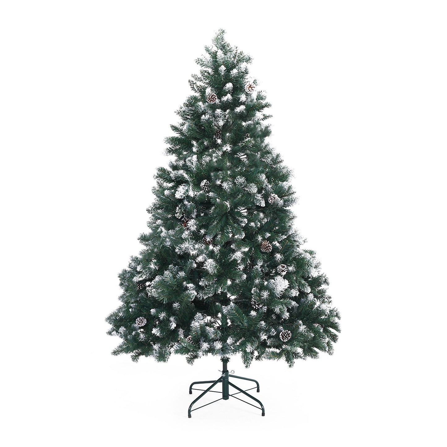 5ft 1.5m 930 Tips Snowy Christmas Tree Xmas Pine Cones + Bauble Balls Green