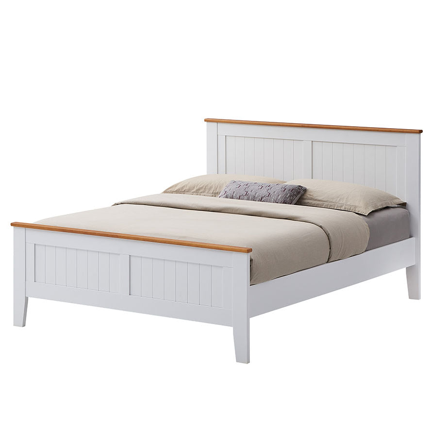 Jolene Bed Frame Mattress Base Solid Rubber Timber Wood - White Queen