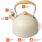 2.5 Liter Tea Whistling Kettle Stainless Steel Modern Whistling Tea Pot for Stovetop Cream