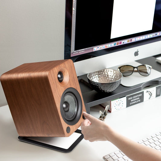 YU4 140W Powered Bookshelf Speakers With Bluetooth® And Phono Preamp - Walnut