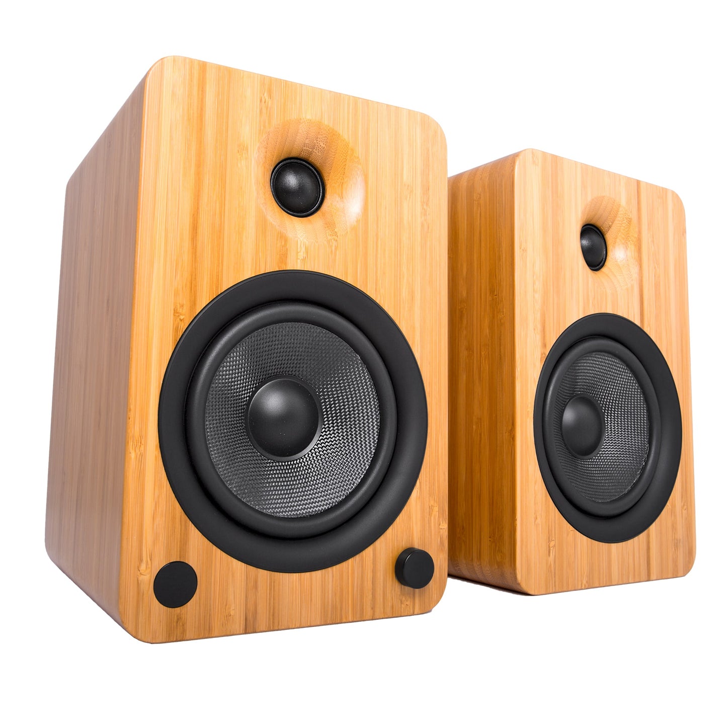 YU6 200W Powered Bookshelf Speakers With Bluetooth® And Phono Preamp - Bamboo