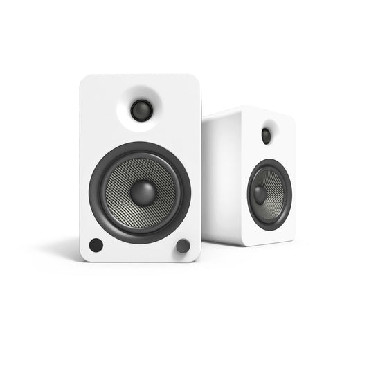 YU6 200W Powered Bookshelf Speakers With Bluetooth® And Phono Preamp - Matte White