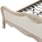 Vinka Bed Frame Fabric Linen Oak Wood Washed Finish Mattress Support - White Queen