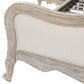 Vinka Bed Frame Fabric Linen Oak Wood Washed Finish Mattress Support - White Queen