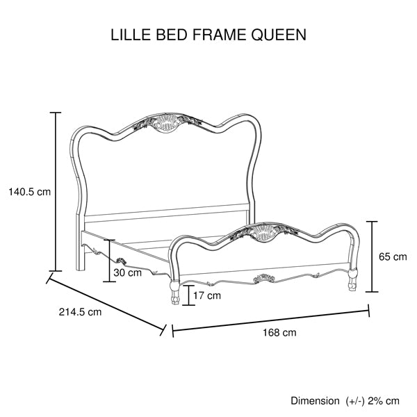 Vinka Bed Frame Fabric Linen Oak Wood Washed Finish Mattress Support - White Queen