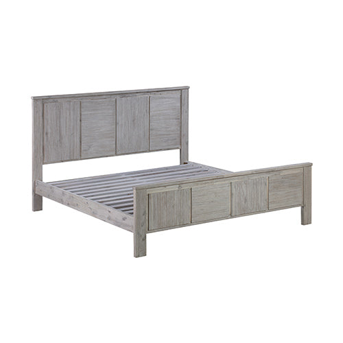 Adalyn Solid Acacia Wood Veneered Bed Frame - White Ash King