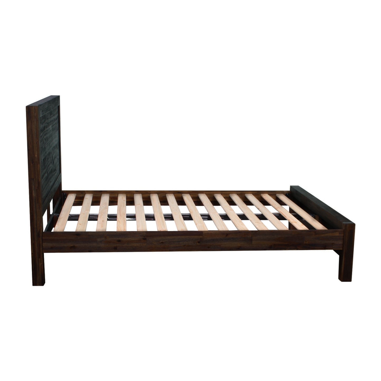 Allison Bed Frame in Solid Wood Veneered Acacia Bedroom Timber Slat - Chocolate King