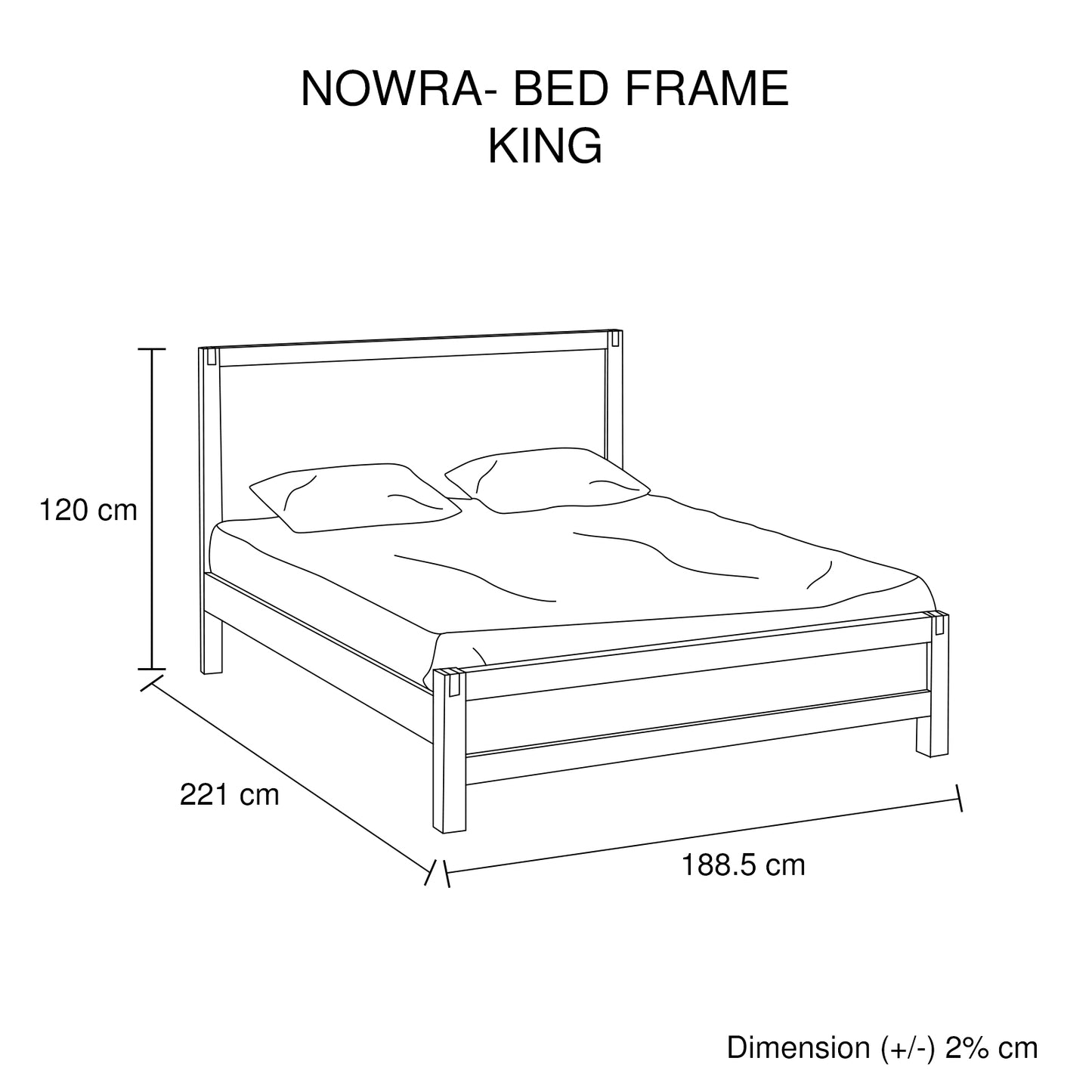 Allison Bed Frame in Solid Wood Veneered Acacia Bedroom Timber Slat - Chocolate King