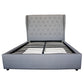 Luna Upholstered French Provincial High Bedhead Bed Frame Fabric - Grey Queen