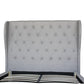 Luna Upholstered French Provincial High Bedhead Bed Frame Fabric - Grey Queen