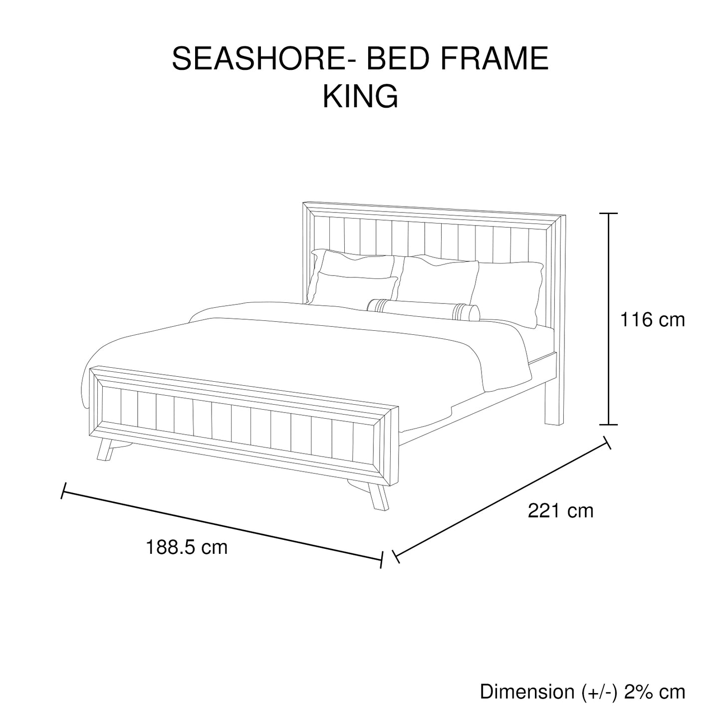 Gabriella Silver Brush Bed Frame in Acacia Wood Construction - Wood King