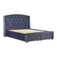 Alina Upholstery Storage Bed Frame Fabric with 2 Drawers - Navy Blue Queen