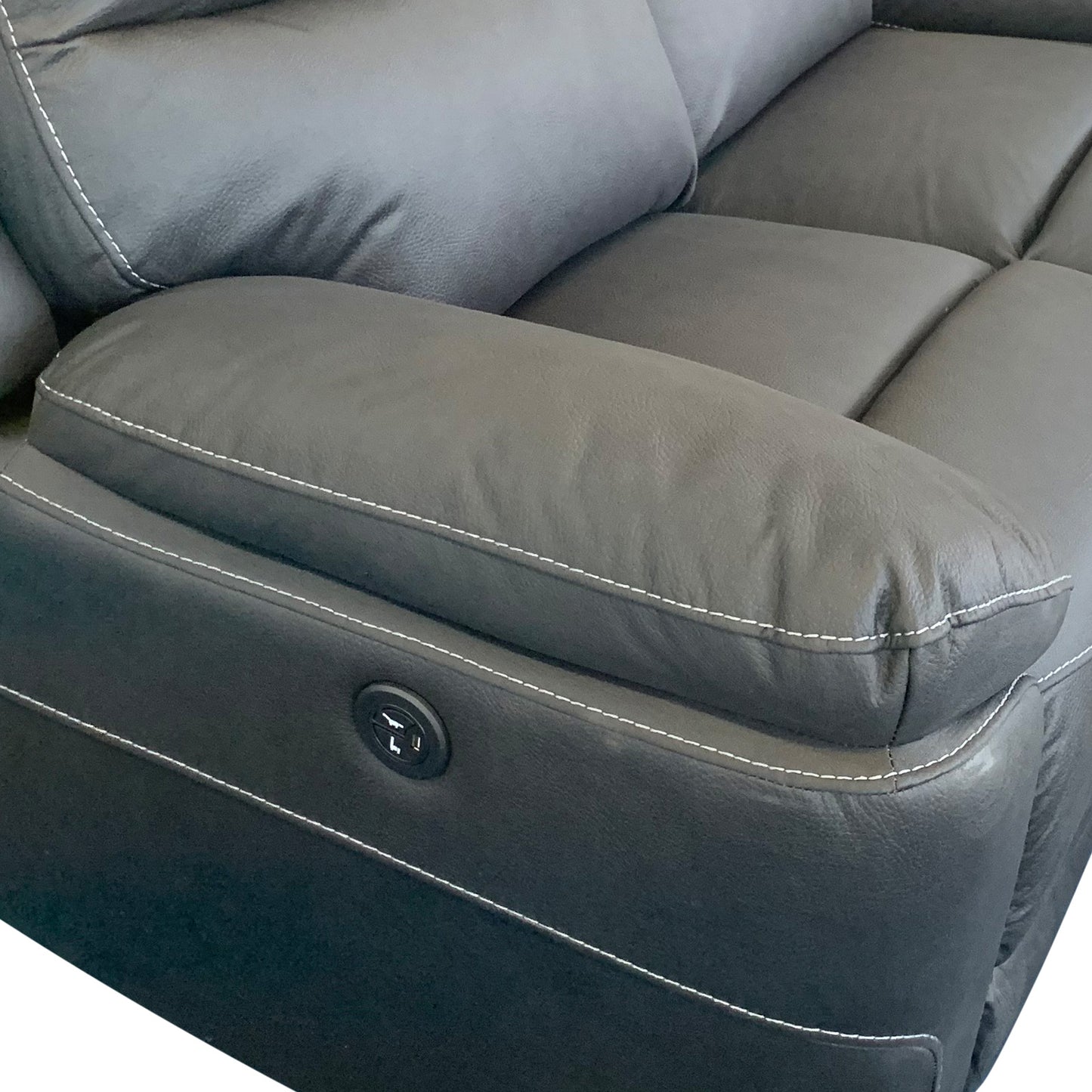 Melty 2-Seater Finest Fabric Electric Recliner Feature Multi Positions Ultra Cushioned USB Outlets - Charcoal
