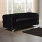 Mourd 2-Seater Sofa Classic Button Tufted Lounge Velvet Fabric with Metal Legs - Black