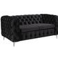Mourd 2-Seater Sofa Classic Button Tufted Lounge Velvet Fabric with Metal Legs - Black