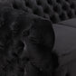 Mourd 3-Seater Sofa Classic Button Tufted Lounge Velvet Fabric with Metal Legs - Black