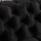 Mourd 3-Seater Sofa Classic Button Tufted Lounge Velvet Fabric with Metal Legs - Black