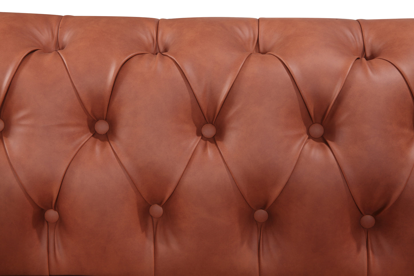 Mabel 2-Seater Sofa Lounge Button Tufted in Faux Leather - Brown