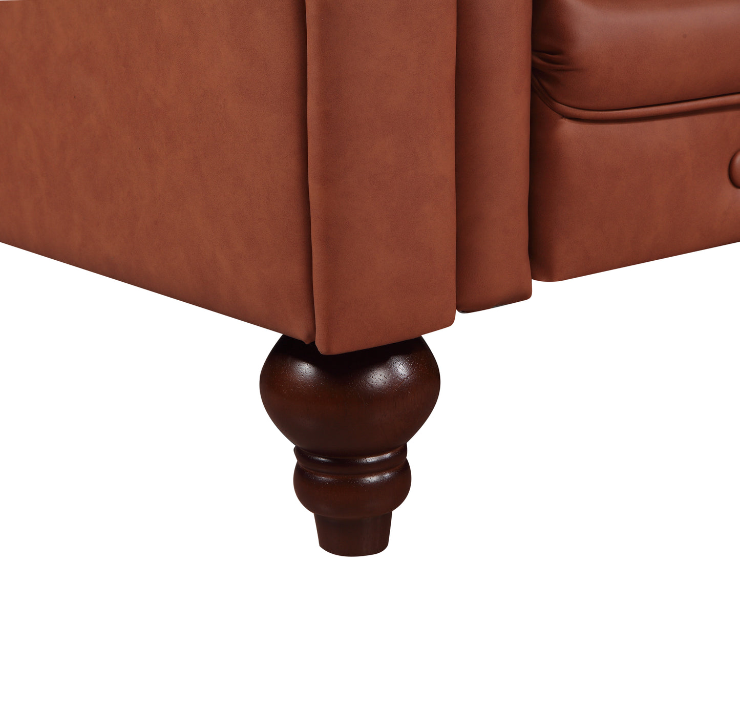 Mabel 2-Seater Sofa Lounge Button Tufted in Faux Leather - Brown