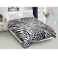 Whitney Throw Soft Blanket 800GSM Luxury Reversible Animal Mink Blanket Queen 200 x 240cm - Black & White Safari