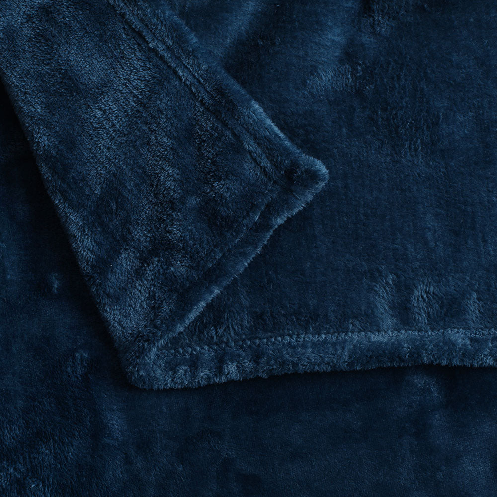 Wallis Throw Soft Blanket Accessorize Super Soft Blanket Single Size 160 x 240cm - Ink Blue