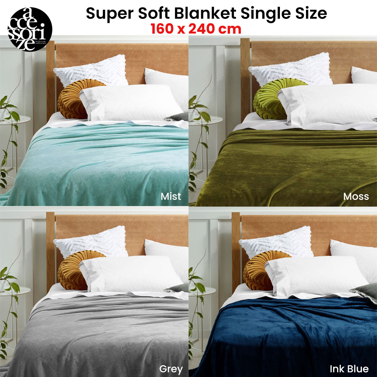 Wallis Throw Soft Blanket Accessorize Super Soft Blanket Single Size 160 x 240cm - Ink Blue
