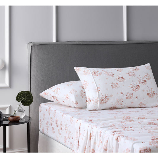 King Accessorize Cotton Flannelette Sheet Set Flower Bunch Pink
