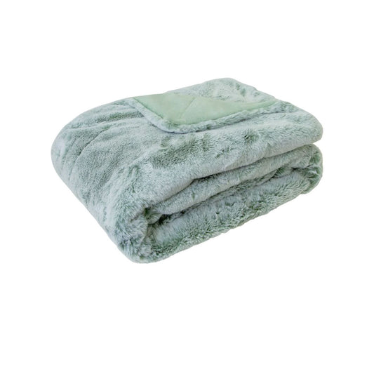 Wadi Throw Soft Blanket Faux Fur Throw Blanket 130 x 160cm - Sage