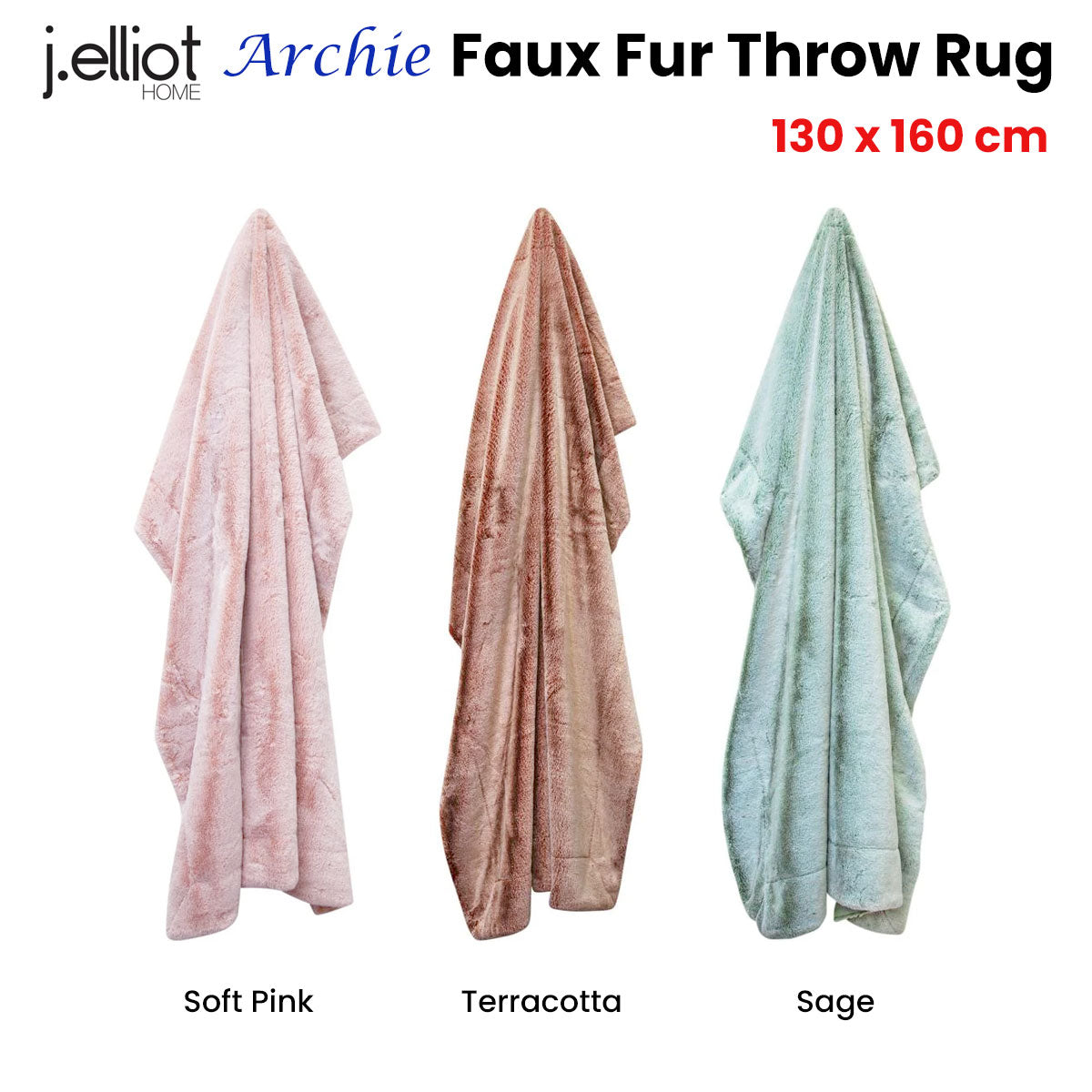 Wadi Throw Soft Blanket Faux Fur Throw Blanket 130 x 160cm - Sage