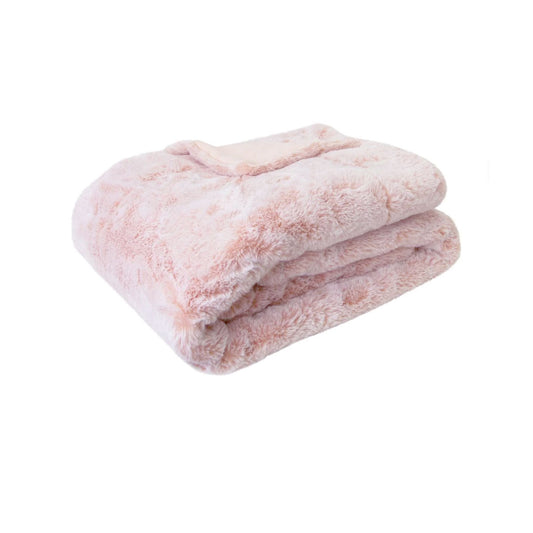 Home Soft Pink Faux Fur Throw Rug 130 x 160cm