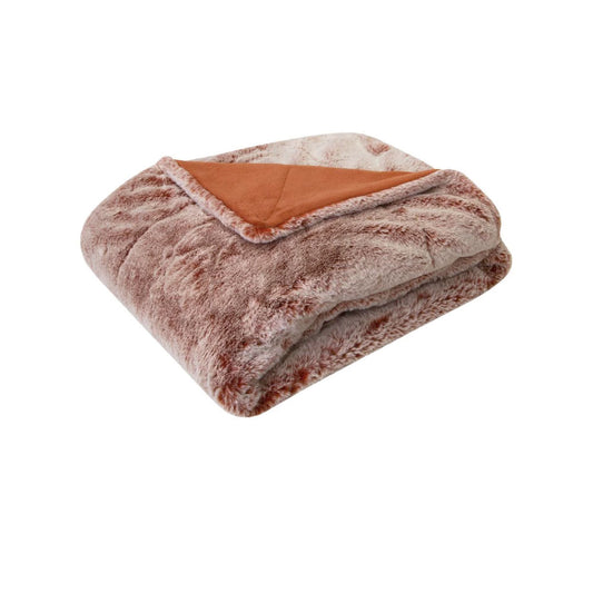 Wadi Throw Soft Blanket Faux Fur Throw Blanket 130 x 160cm - Terracotta