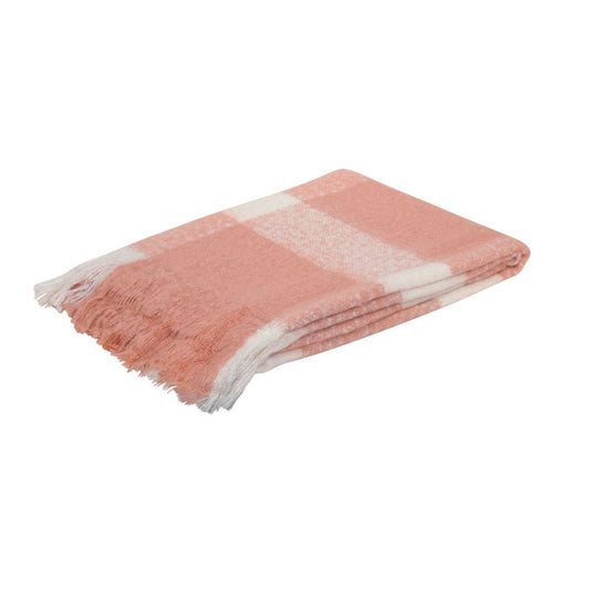 Wela Throw Soft Blanket Home Wren Faux Mohair Throw - Clay Pink