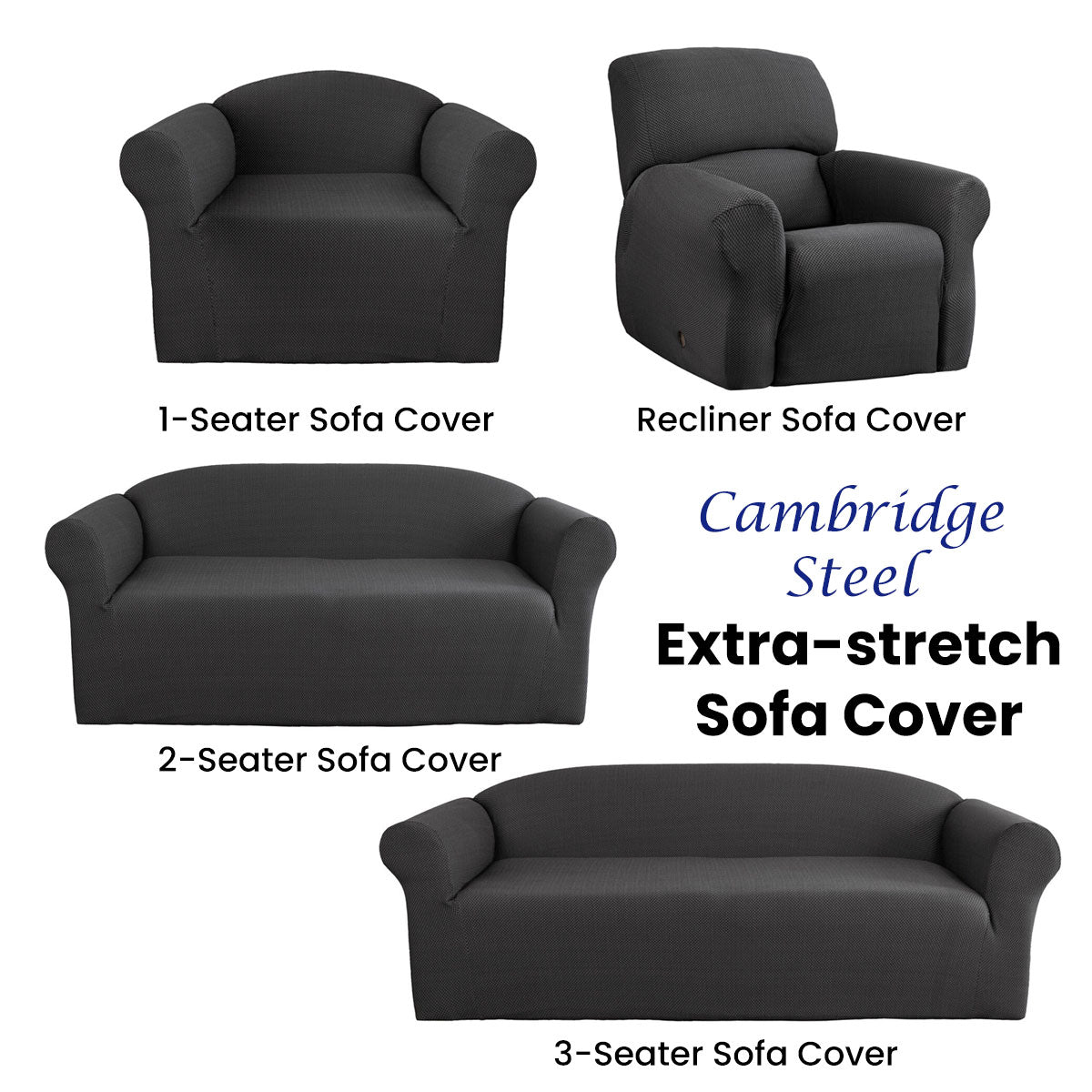 Extra-stretch Couch Cover Steel One Seater Steel