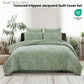 QUEEN 3-Piece Textured Clipped Jacquard Quilt Cover Set - Green