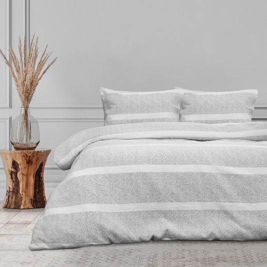 DOUBLE Textured Grey Quilt Cover Set - Chenille
