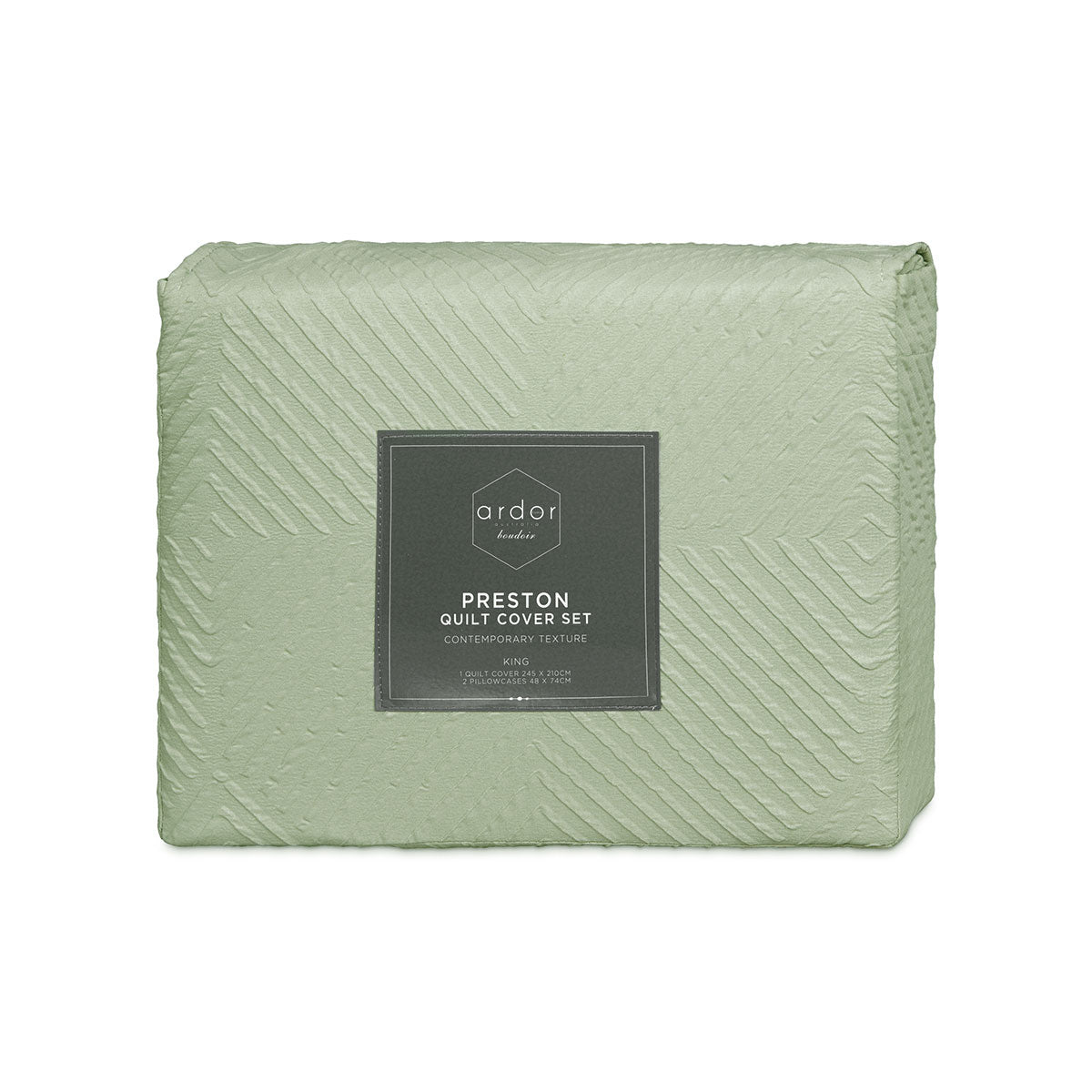 QUEEN Embossed Quilt Cover Set - Palm Green