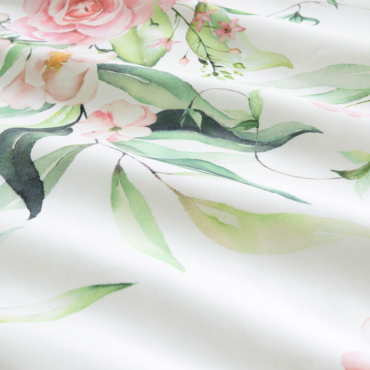 QUEEN Soft Sage Printed Floral Quilt Cover Set - Rose