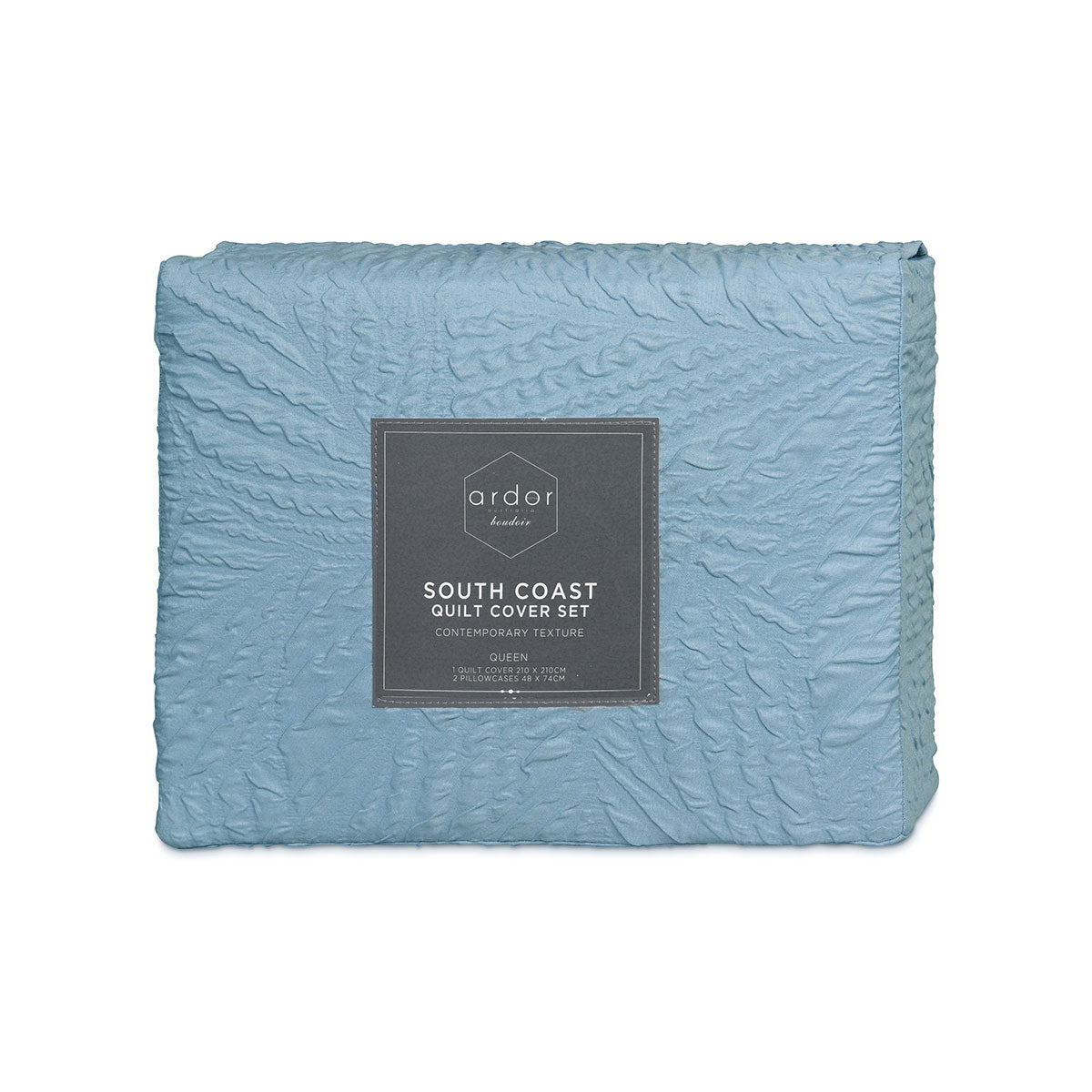 QUEEN Embossed Quilt Cover Set - Pale Blue