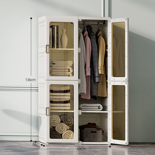 Cubes Storage Folding Cabinet Wardrobe With 8 Grids & 4 Doors & 1 Hanger