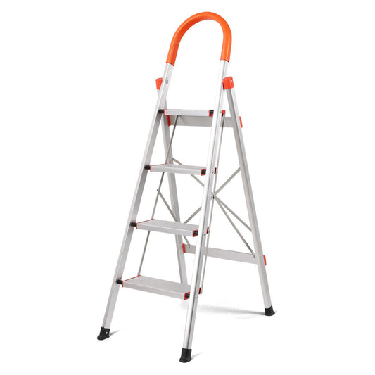 4 Step Ladder Multi-Purpose Folding Aluminium Non-Slip Platform Household