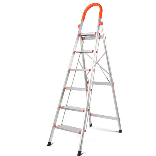 6 Step Ladder Folding Aluminium Portable Multi-Purpose Household Tool Non-Slip