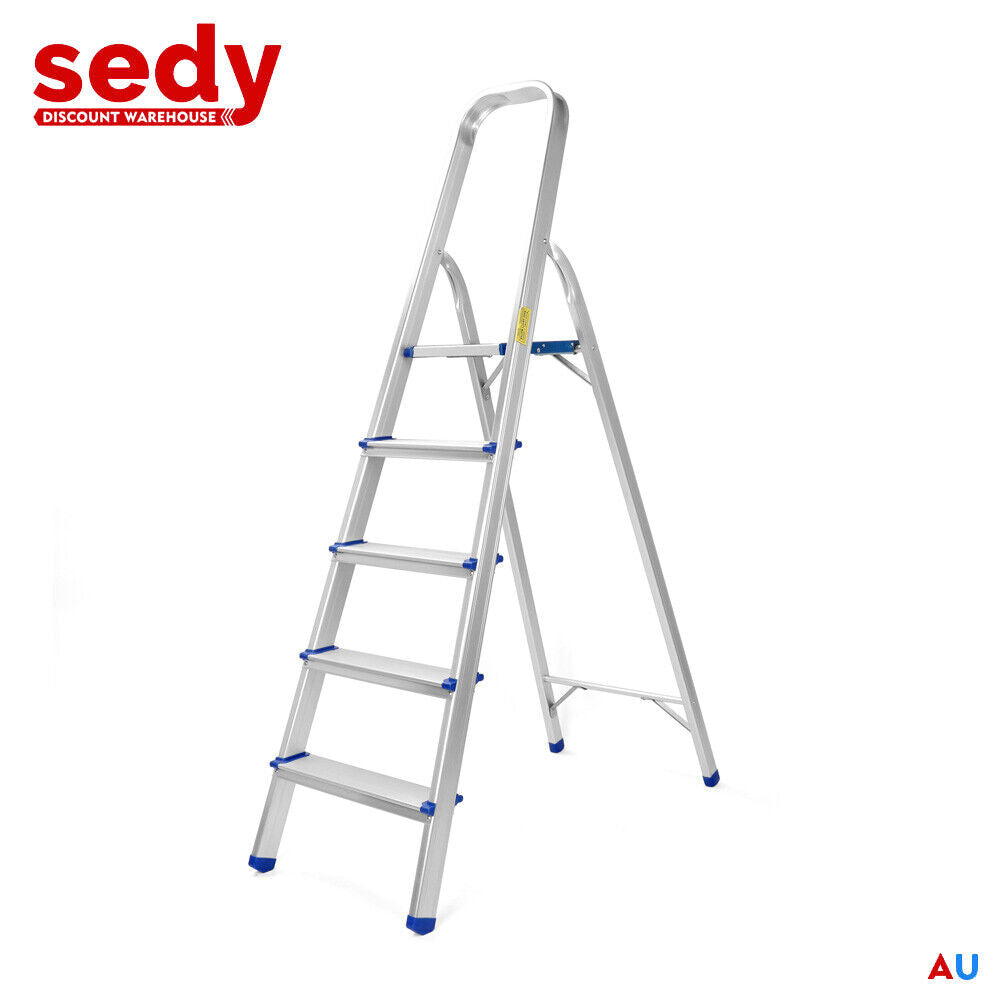 5 Step Ladder Multi Purpose Foldable Folding Aluminium Home Office Shop