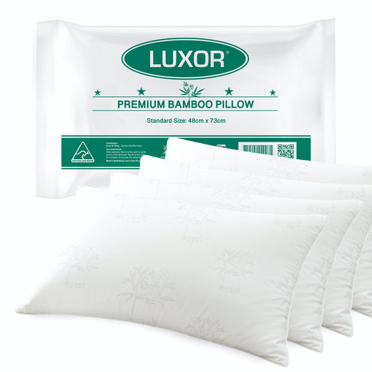 Set of 4 Bamboo Cooling Pillow Standard Size - White