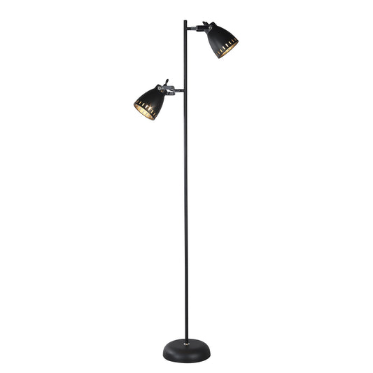 158cm Dual Light Metal Floor Lamp - Black