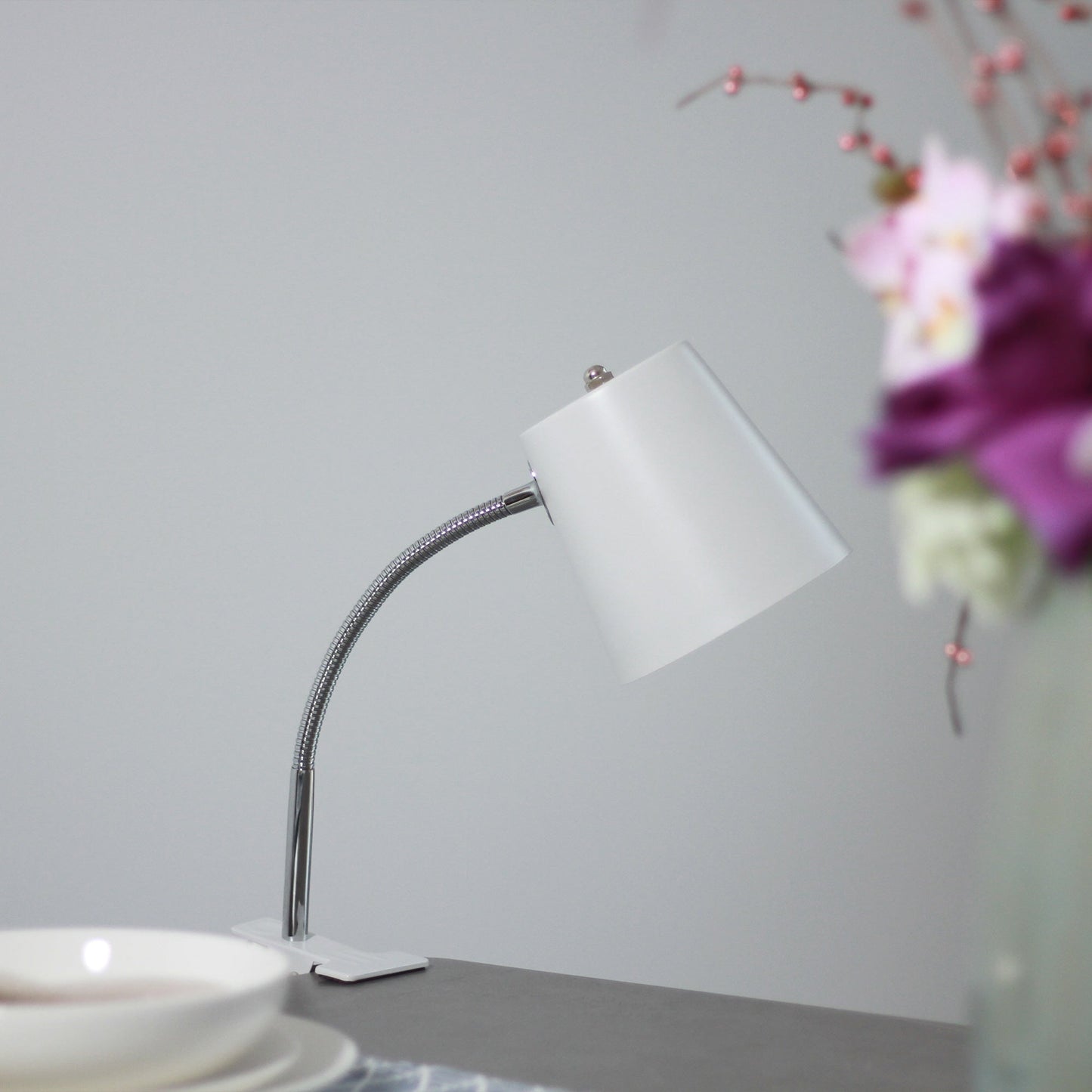 Stylish Cone Shape Metal Table Lamp - White