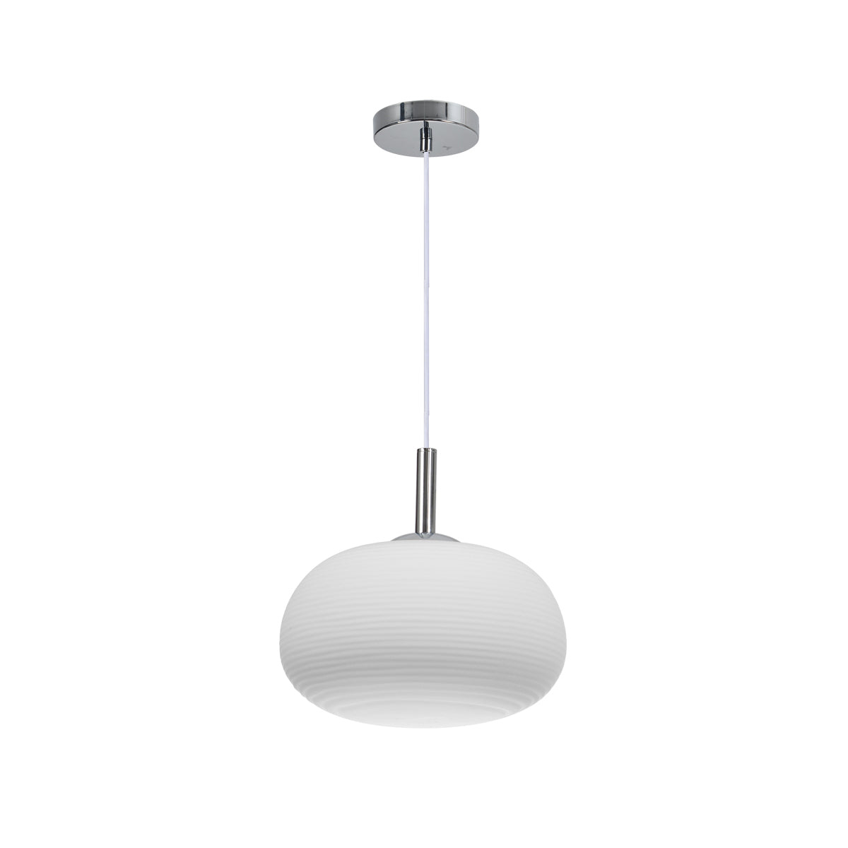 Glass Pendant Light Shiny Opal Ceiling Mount - Chrome