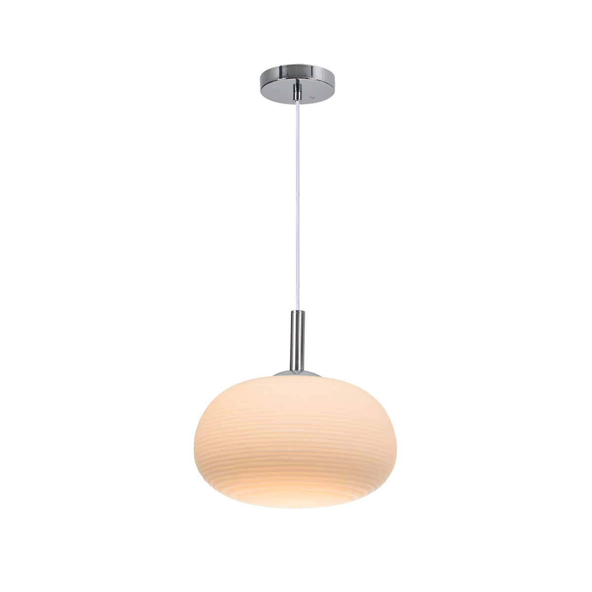 Glass Pendant Light Shiny Opal Ceiling Mount - Chrome