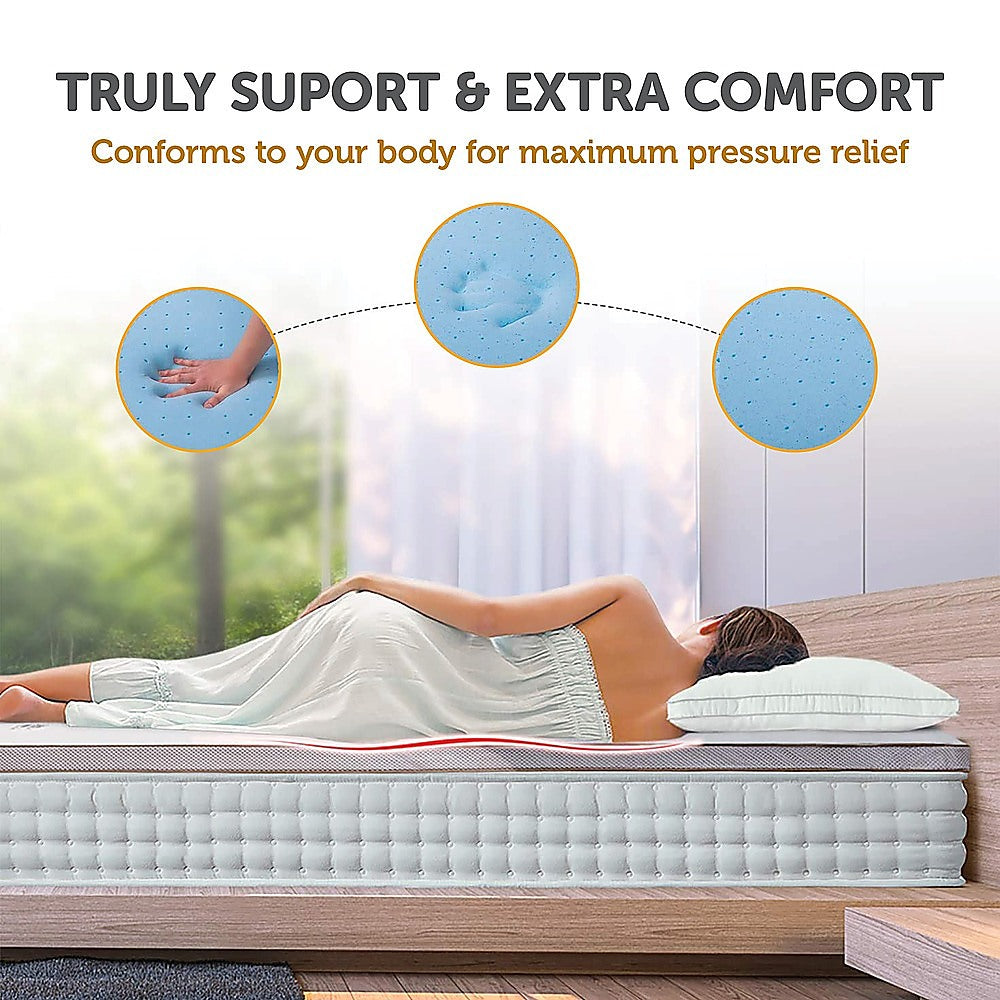 QUEEN Memory Foam Mattress Topper Cooling Gel Infused - White