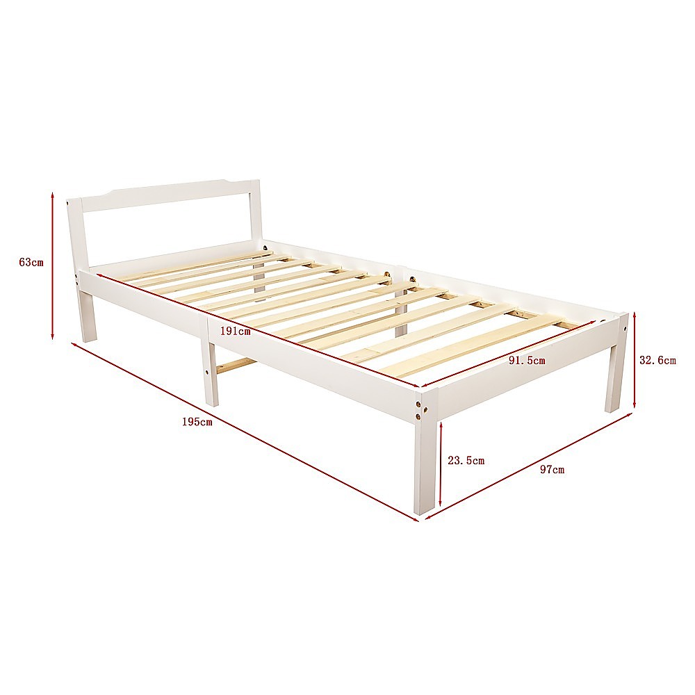 Gilly Wooden Bed Frame - White Single